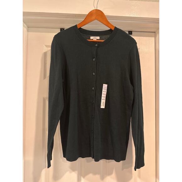 Croft & Barrow The Classic Cardigan Eternity Green Size M - Picture 2 of 9